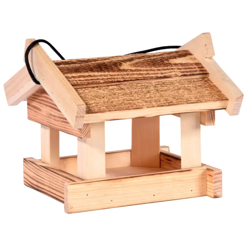 Direktkauf Vogelfutterhaus 'Flame', natur, Holz geflammt, 18 x 18,5 x 15,5 cm