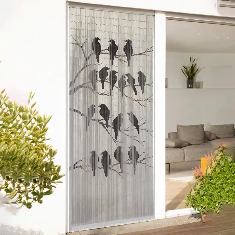 Conacord Dekovorhang 'Birds', schwarz/weiß, Bambus, ca. H200 x B90 cm Markenprodukt