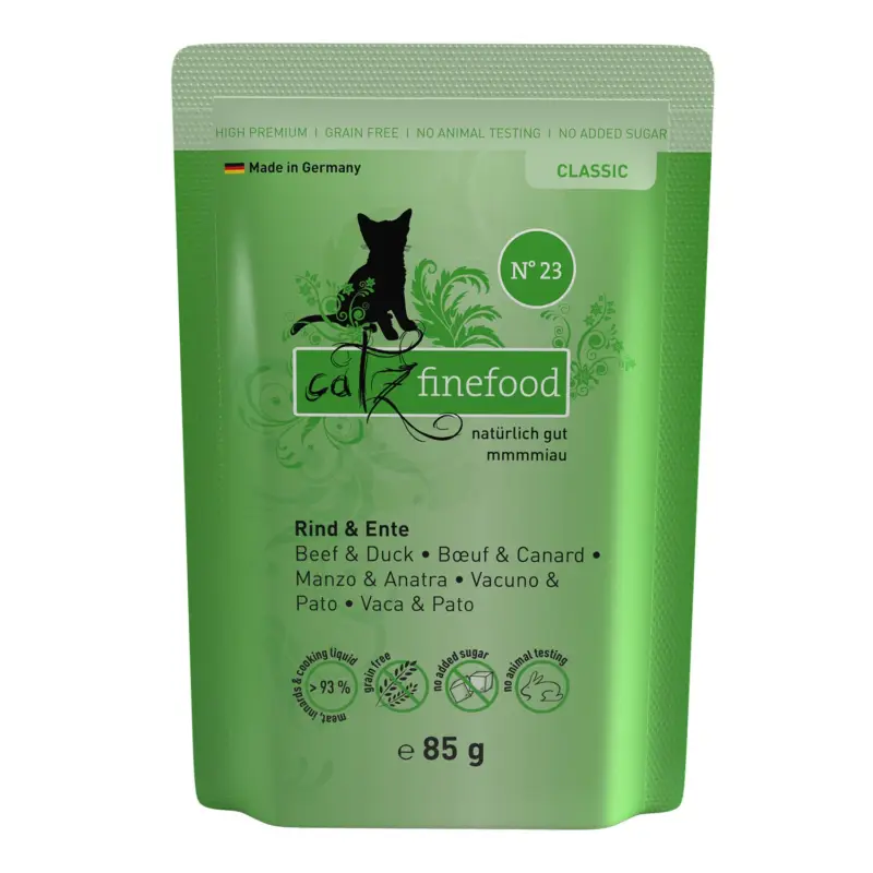 Geprüft Catz finefood No. 23 Rind & Ente, 85 g