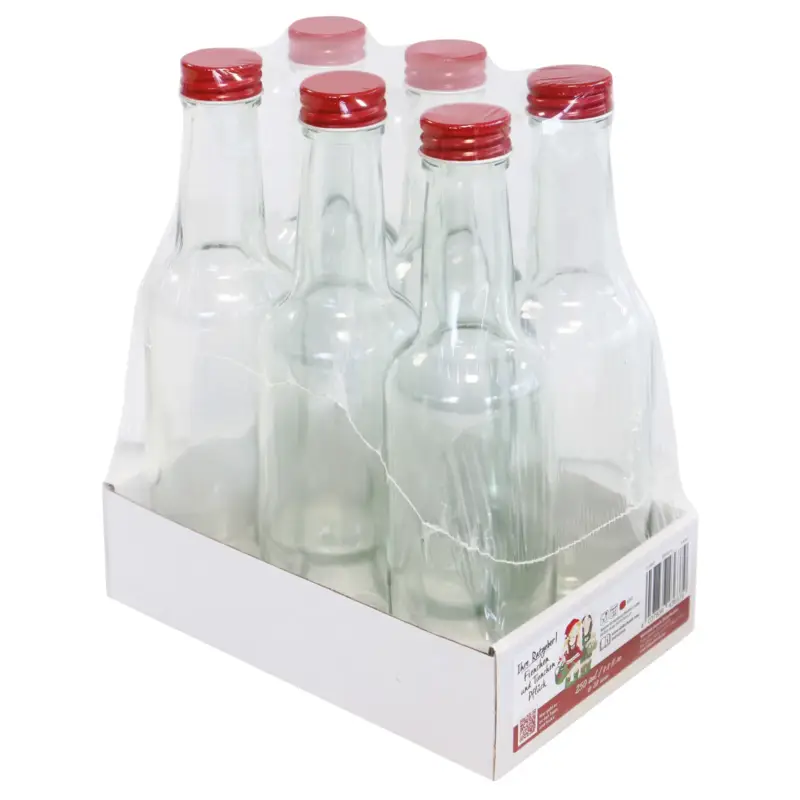 6er-Set Gradhalsflaschen, rot, 250 ml Sonderangebot