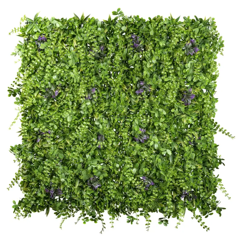 Künstliche Premium Blättermatte mit lila Blüten, ca. 100 x 100 cm Ausverkauf