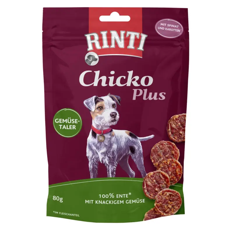 Rinti Extra Snack Chicko Plus, Gemüsetaler mit Ente, 80 g Kracherpreis