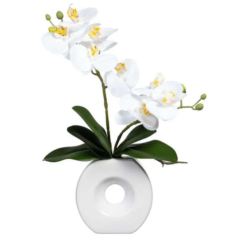 Bestpreis Künstlicher Phalaenopsis 'Real Touch', weiß, Höhe ca. 35 cm