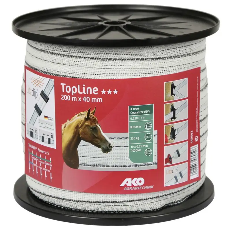 Weidezaunband TopLine200m x 40mm weiß/schwarz Wochenendangebot