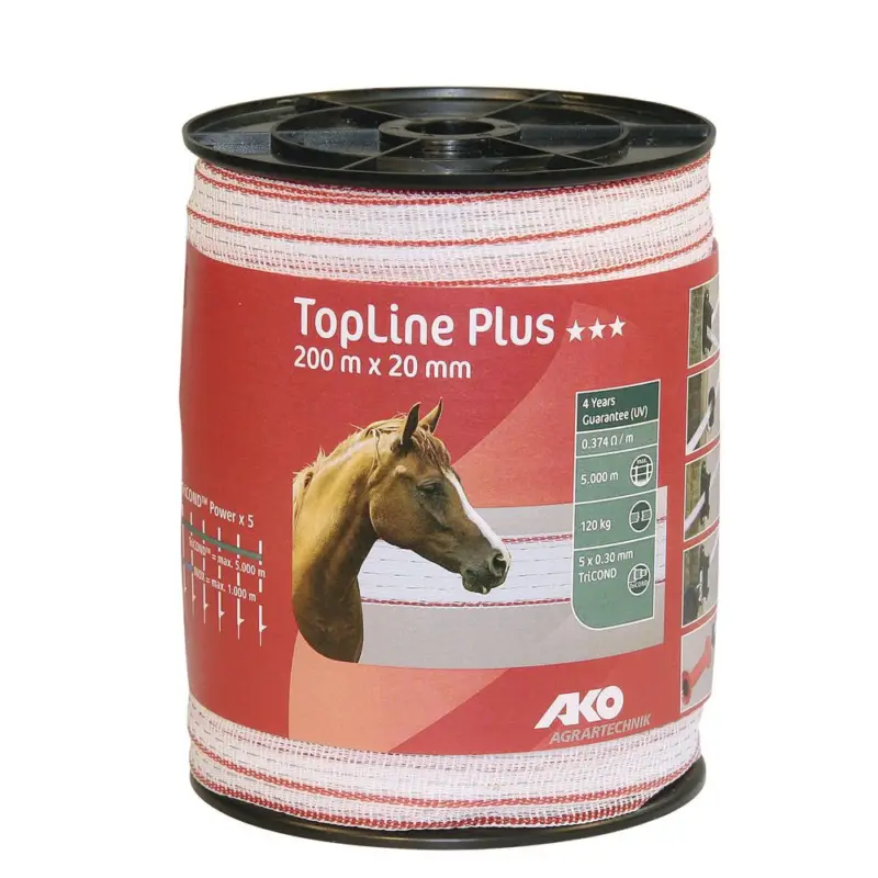 Weidezaunband TopLine Plus 200m x 20mm weiß / rot Beliebt
