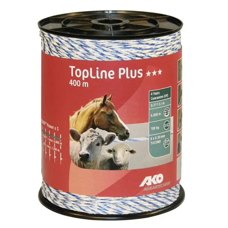 Weidezaunlitze TopLine Plus 400m weiß/blau Jetzt Kaufen