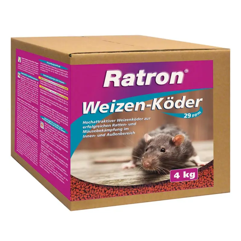 Ratron® Weizen-Köder 4kg 80x50g 29 ppm Rattengift / Mäusegift Sachkundenachweispflichtig Neue Ware