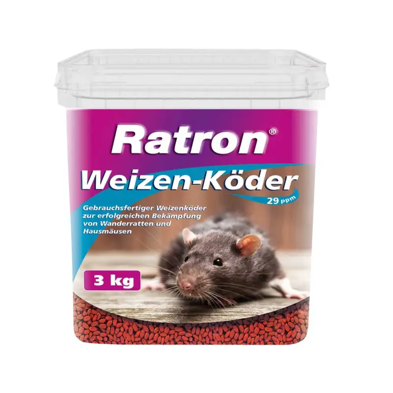 Ratron® Weizen-Köder 3kg -29 ppm Rattengift / Mäusegift Sachkundenachweispflichtig Echt
