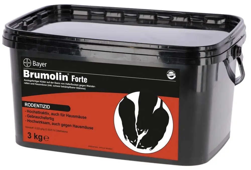 Preis Gesenkt Bayer Brumolin® Forte 25, 3kg 25 ppm Rattengift / Mäusegift Sachkundenachweispflichtig