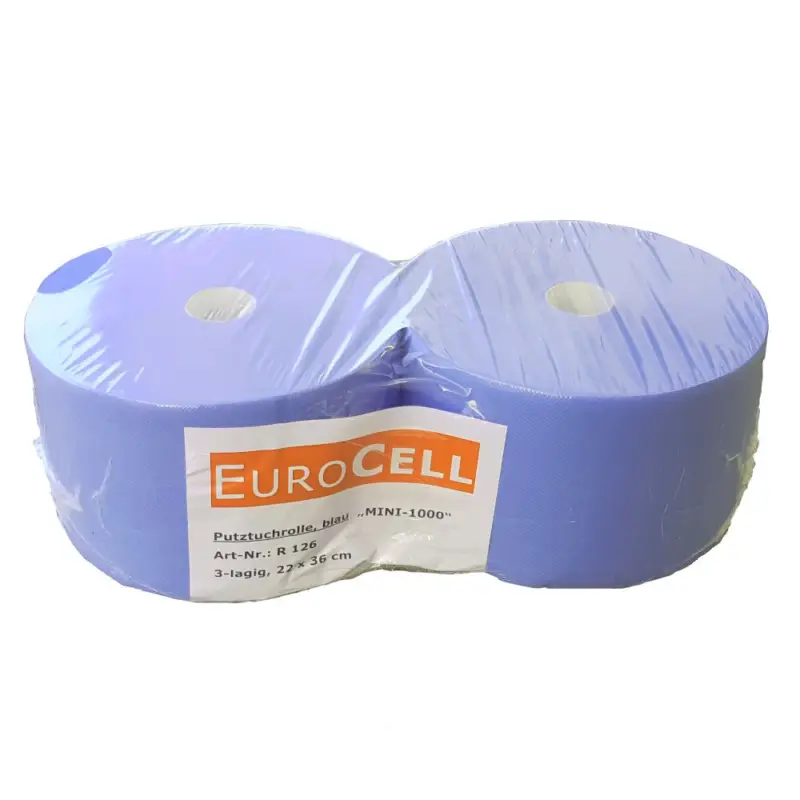 Beliebt Putzrolle / Werkstattpapier blau 3-lagig Doppelrolle 2x1000 Blatt 22x36 "MINI 1000"