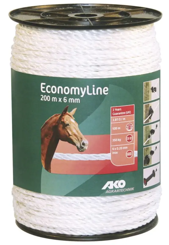Weidezaunseil Economy Line weiß 200m x 6mm Aktuell