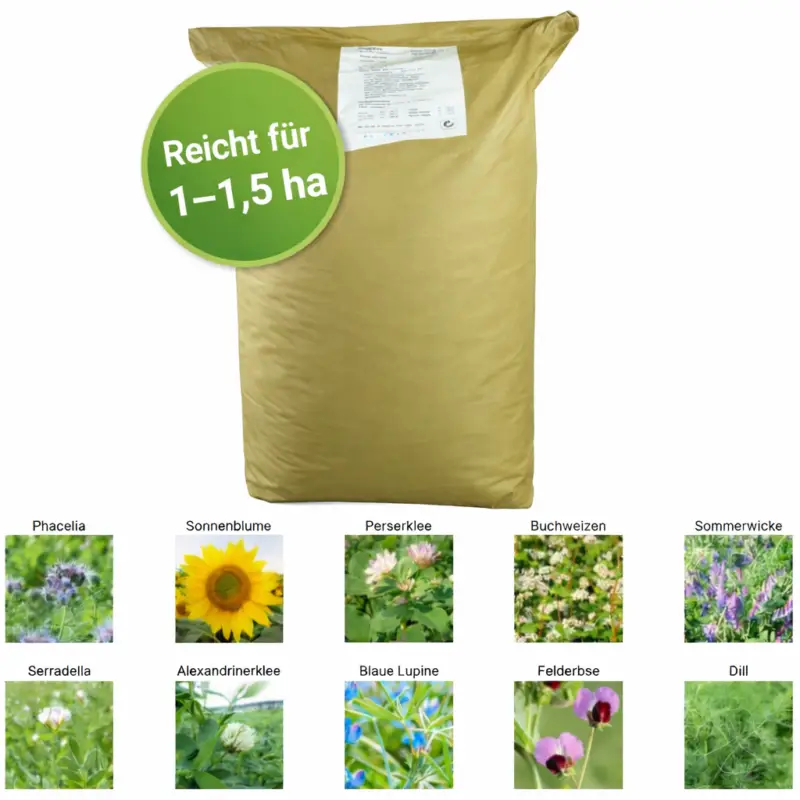 Neue Kollektion Blühmischung für 1-1,5 ha – 10 kg – Nektar & Deckung (Profi-Wildacker)