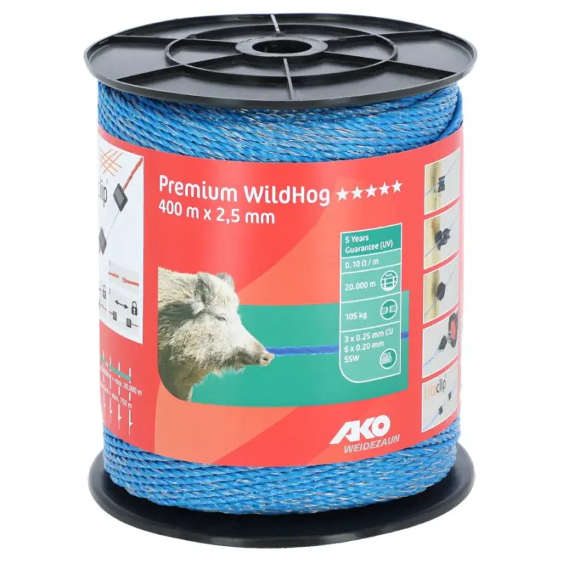 Weidezaunseil Premium WildHog 400 m6x0,20 Kupferleiter verzinnt Aktuell
