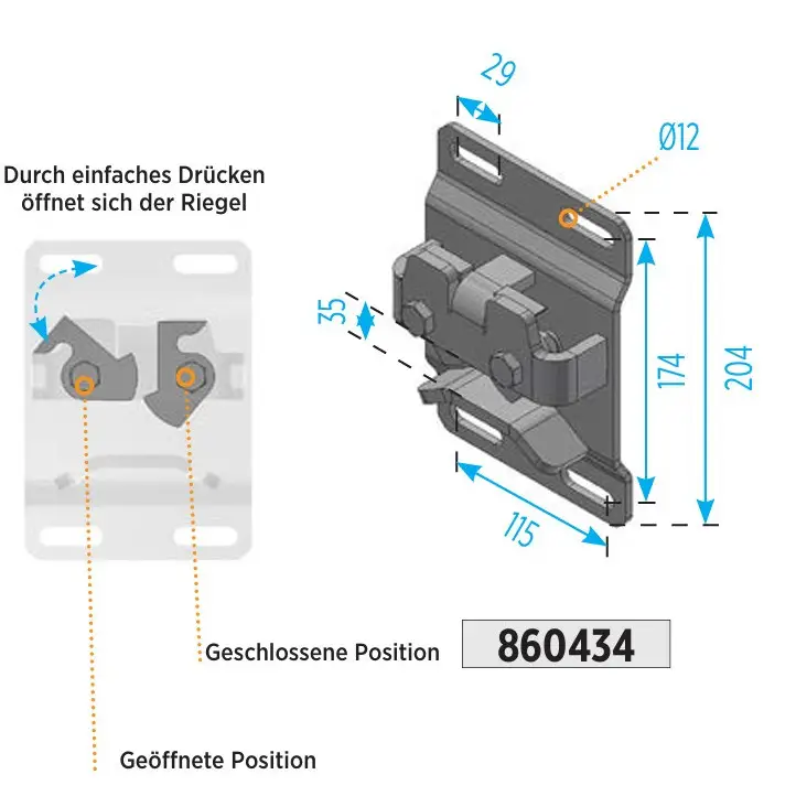 Abverkauf Quick-Lock-Aufnahme für integrierte Verriegelung