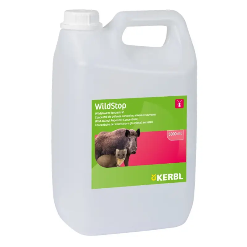 Neu Im Sortiment WildStop Abwehrkonzentrat – Wildabwehr & Tiervertreiber mit Geraniol 5 Liter Kerbl