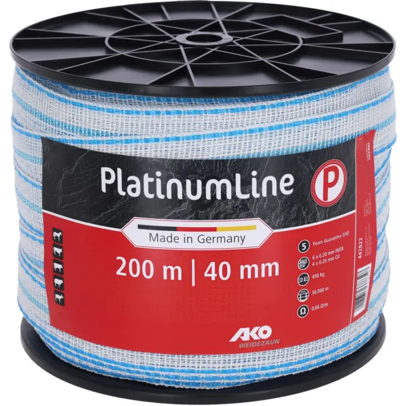 Preisknaller Weidezaunband PlatinumLine | 200 m x 40 mm | weiß - blau | AKO