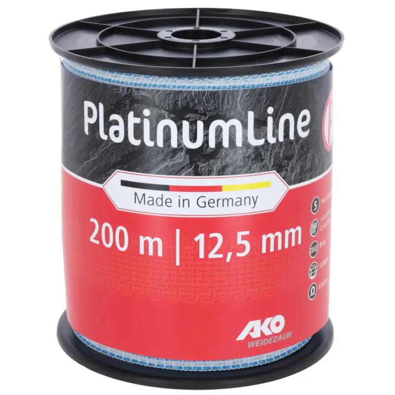 Billig Weidezaunband PlatinumLine | 200 m x 12,5 mm | weiß - blau | AKO