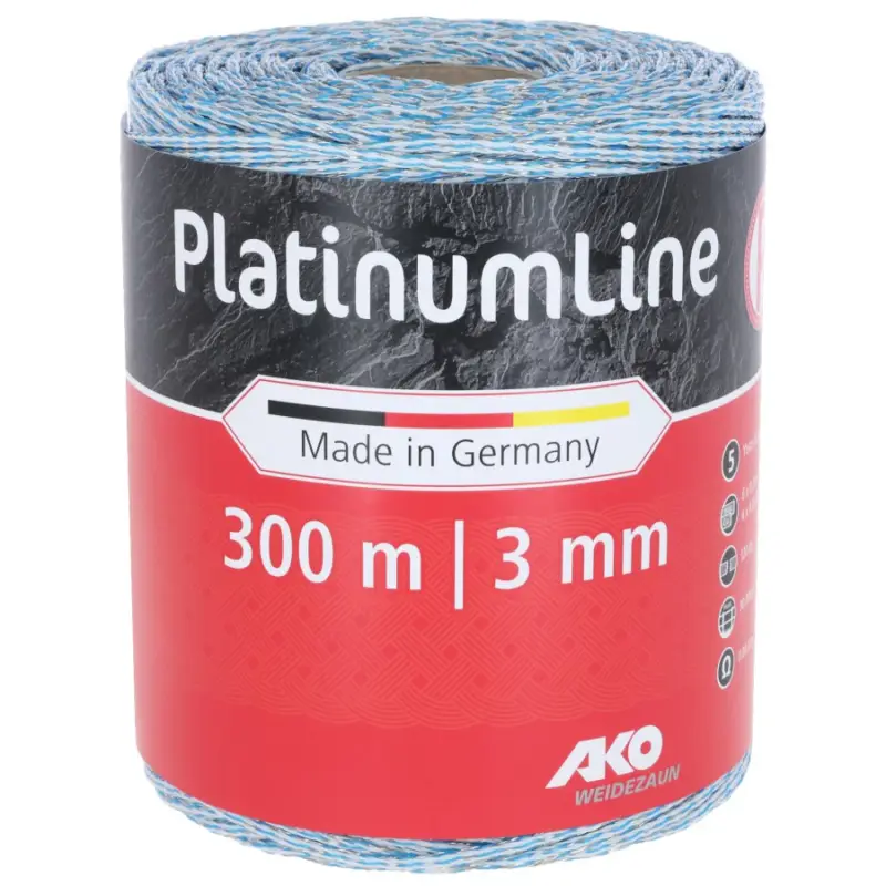 Günstig Weidezaunlitze PlatinumLine |300 m x 3 mm | weiß - blau | AKO