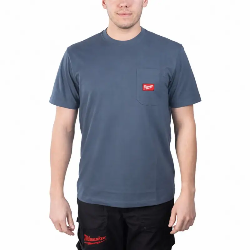 Expressversand T-Shirt kurzärmlig | Arbeits-T-Shirt | Gr. L | blau | mit UV-Schutz | Milwaukee