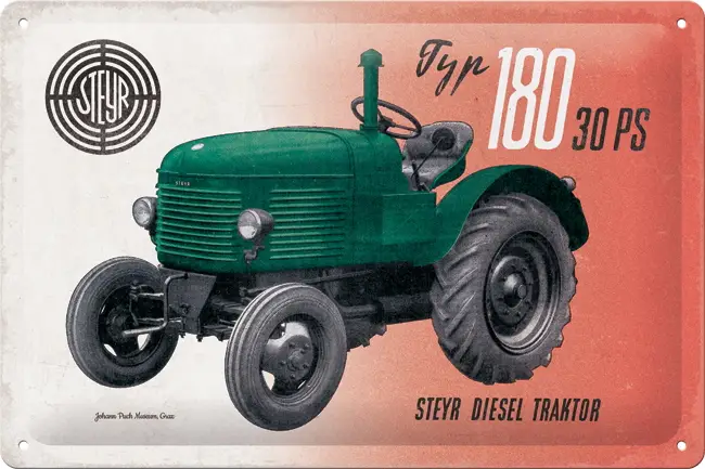 Geprüft Blechschild 'Steyr Diesel Traktor' Typ180 30PS