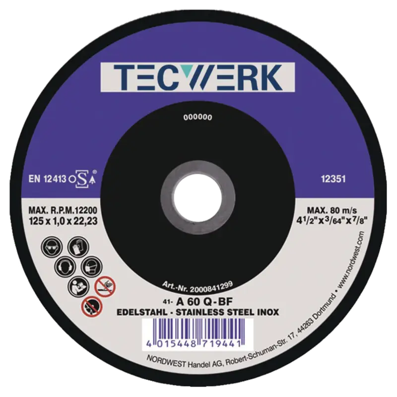 Geprüft TecwerkTrennscheibe Action 125x1 mm