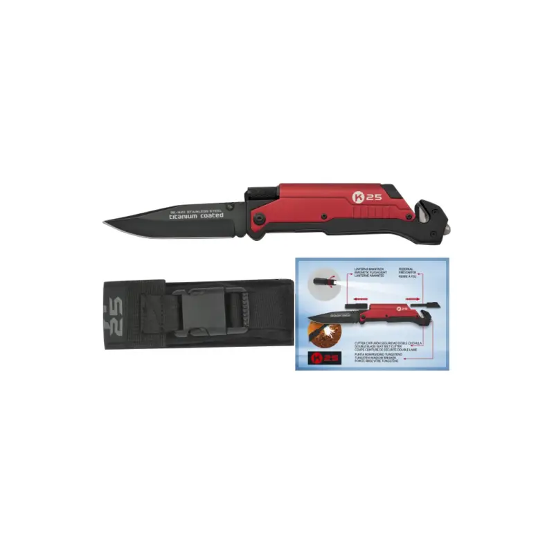 Neuheit Multifunktions Taschenmesser mit Lampe und Feuerstein