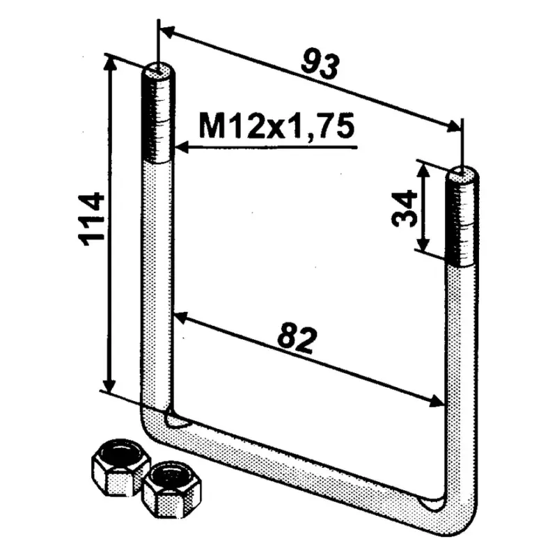 Angebot Bügelschraube M12x1,75, R80x80