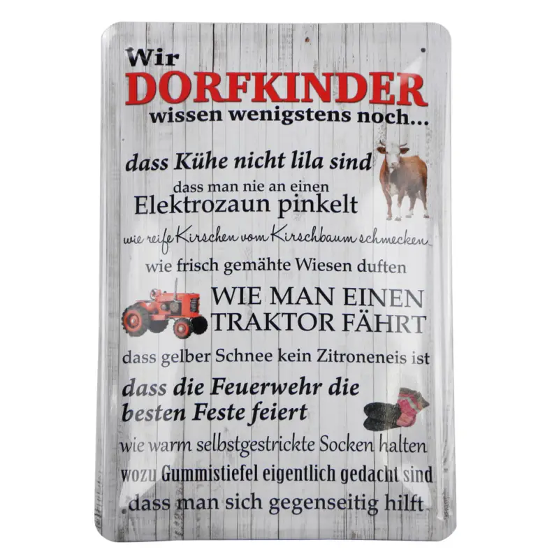 Blechschild Wir Dorfkinder 20x30cm Neu Im Sortiment