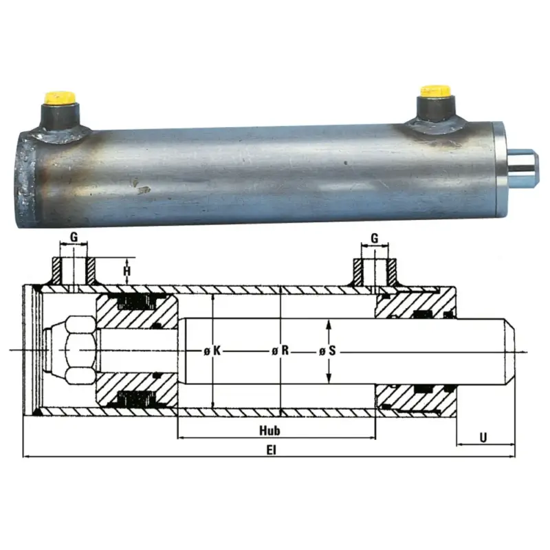 Hydraulikzylinder Kolben-Ø K= 50 mm, Kolbenstange-Ø S = 25 mm Preisreduziert