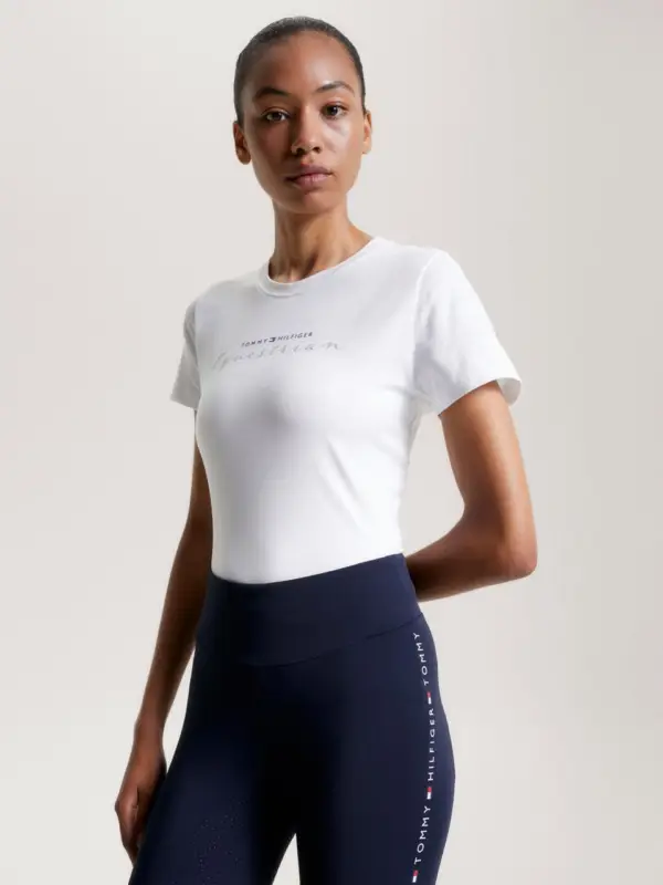 Tommy Hilfiger Women Brooklyn Kurzarm Graphik T-Shirt TH optic white, optic white M Markenware