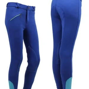 Geprüft Q-Essentials Reithose Junior kobaltblau, 164