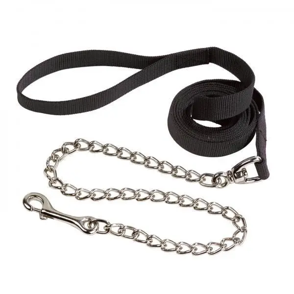 Sichere Zahlung Nylonführleine mit 50cm Kette schwarz