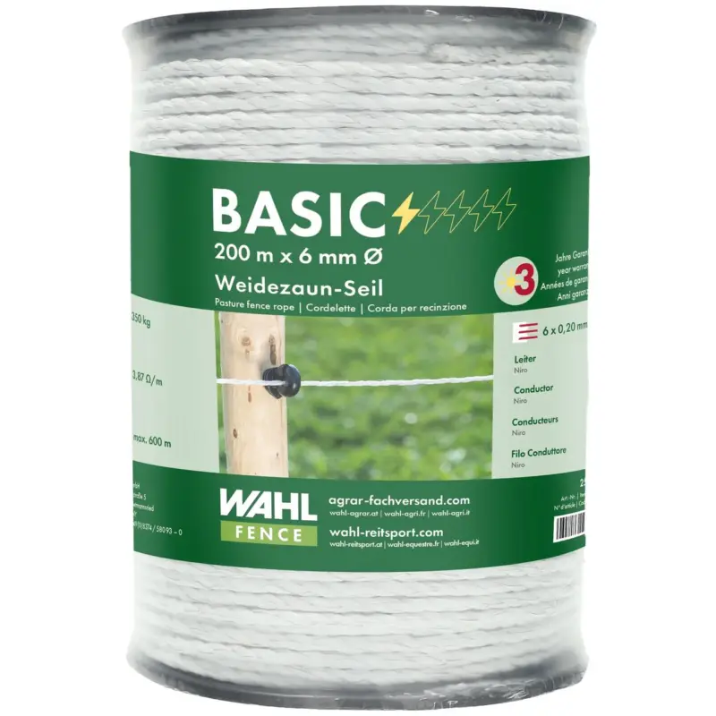 WAHL-FENCE Weidezaunseil - BASIC - 6 mm / 200 m Super-Preis