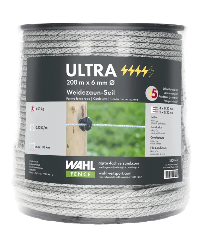 WAHL-FENCE Weidezaunseil - ULTRA - 6 mm / 200 m Letzte Chance