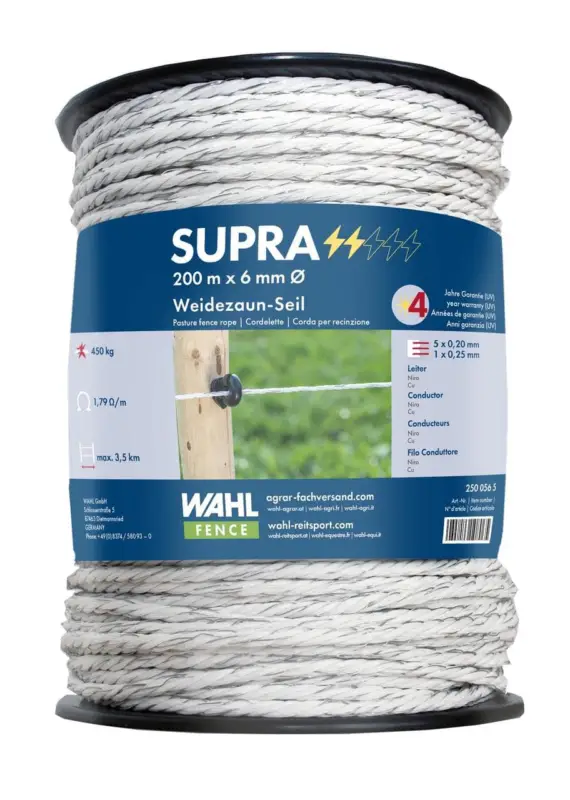 WAHL-FENCE Weidezaunseil - SUPRA - 6 mm / 200 m Sofort Bestellen