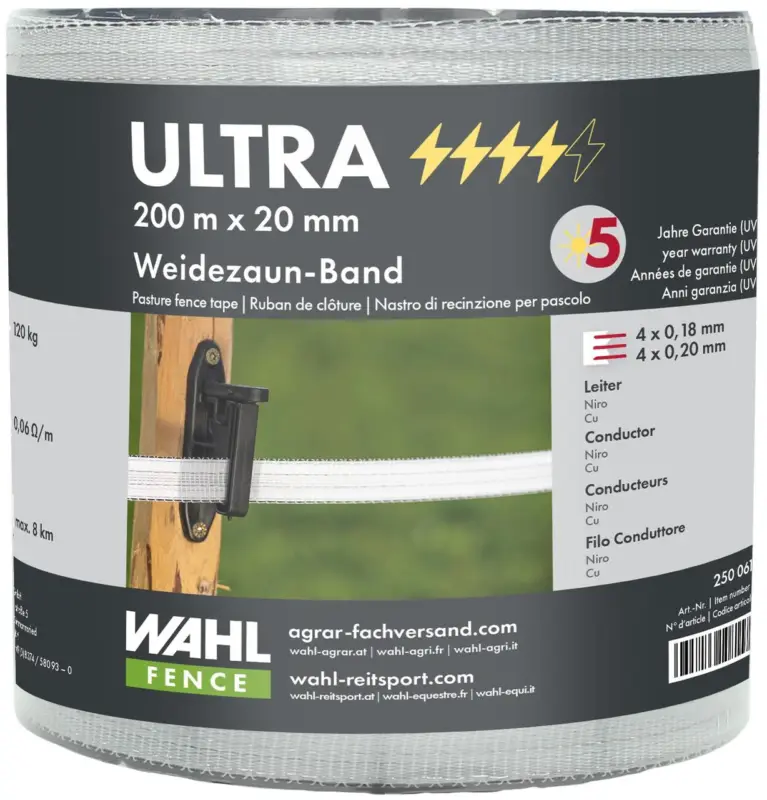 WAHL-FENCE Weidezaunband - ULTRA - 20 mm / 200 m Ausverkauf