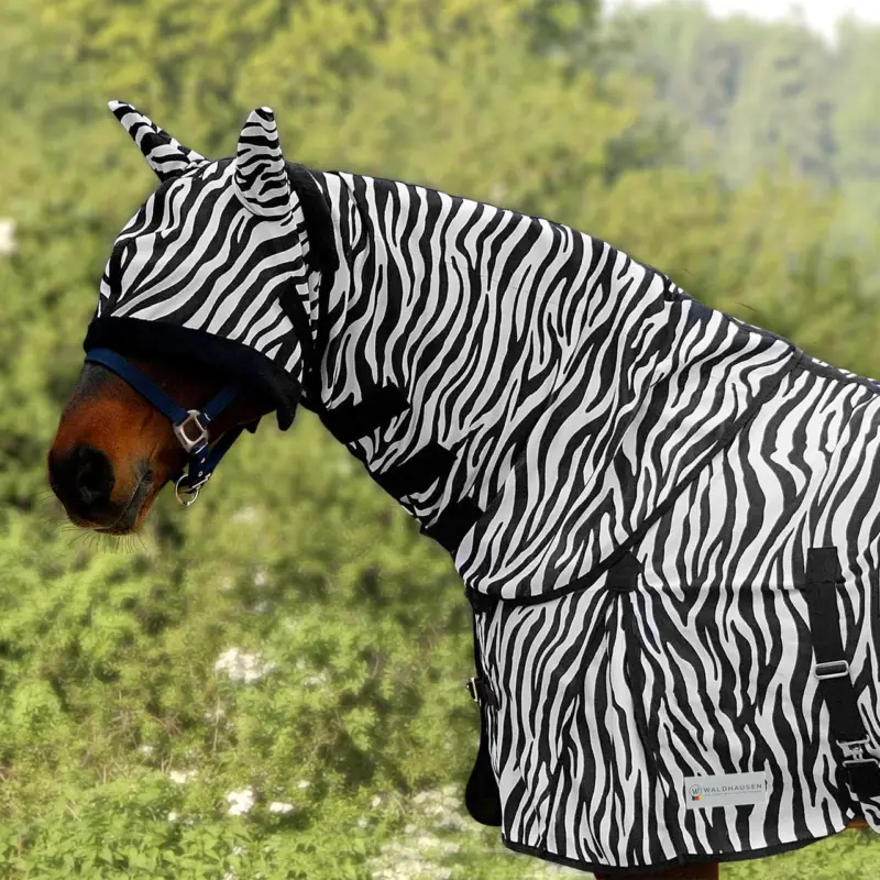 Ausverkauf Waldhausen Fliegendecken-Halsteil Zebra schwarz/weiß, Vollblut