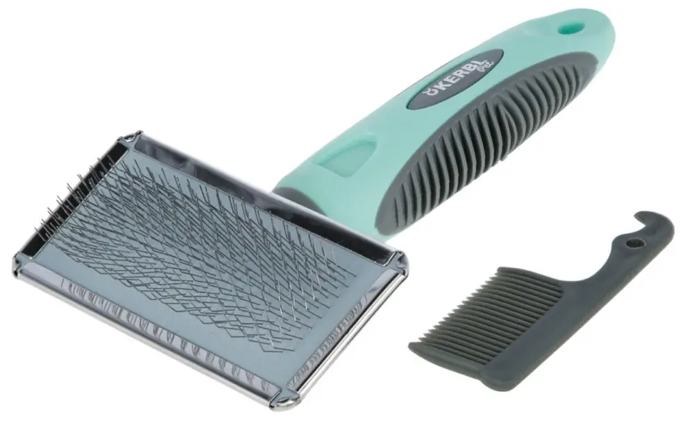 Letzte Chance Kerbl Softzupfbürste türkis/grau Breite 9cm 9 cm