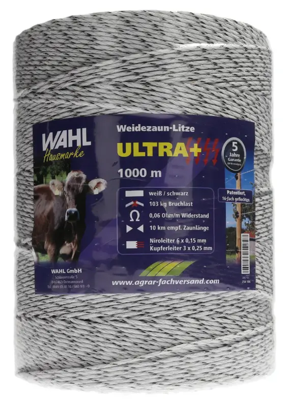 Neue Kollektion WAHL-FENCE Weidezaunlitze - ULTRA+ - 3 mm / 1000 m