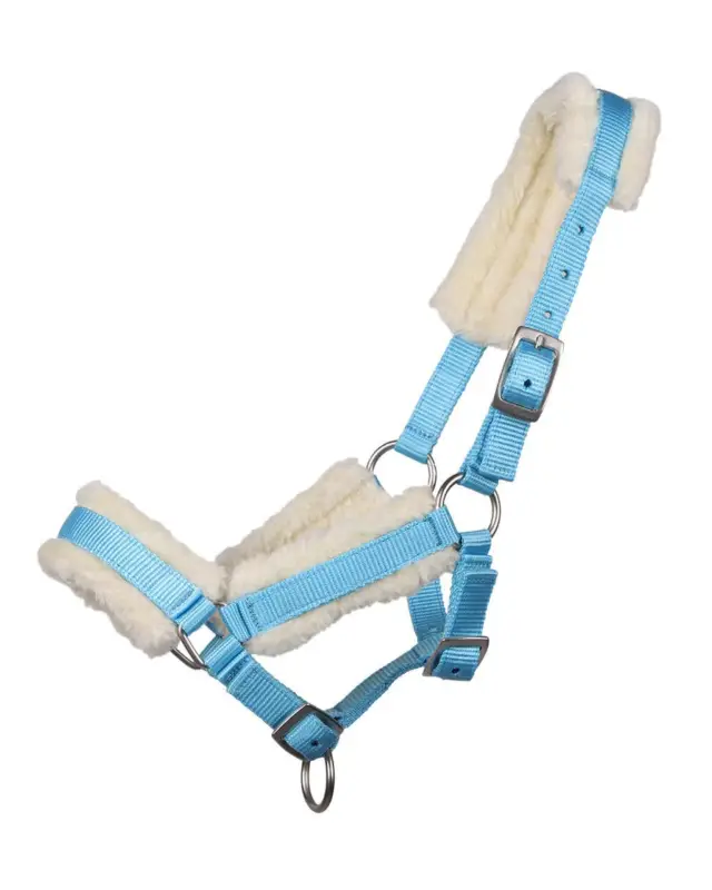 Q-Essentials Fohlenhalfter mit Pelz baby blau, Ponyfohlen Heißes Angebot