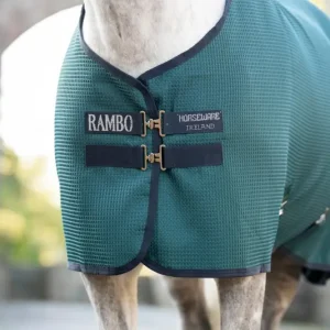 Horseware Rambo Techni Waffle Cooler dynasty green/navy & silver, 145 cm Preiswert