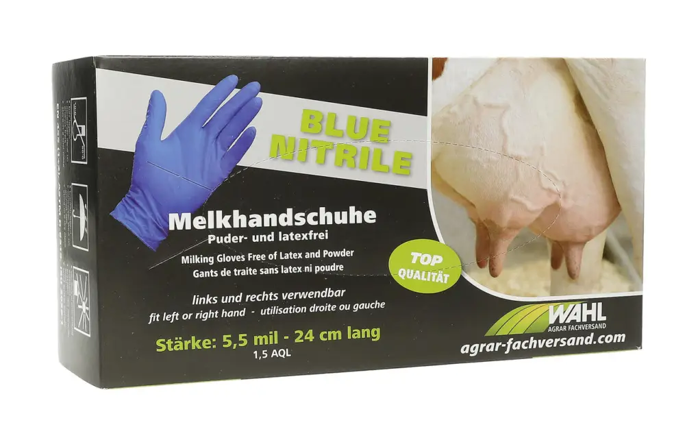 Super-Preis WAHL-Hausmarke Melkhandschuh BLUE-NITRILE 5,5 mil XL