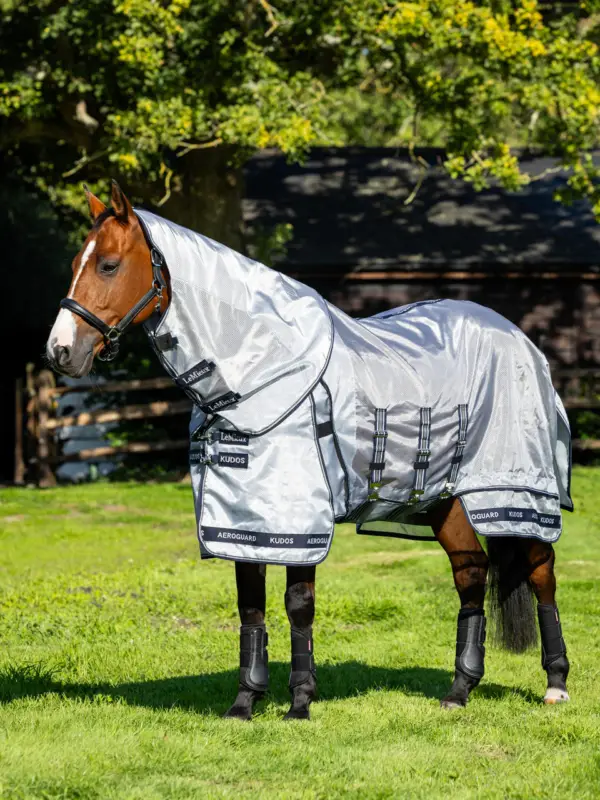 Geprüft LeMieux Kudos AeroGuard Fliegendecke silber, 145 cm