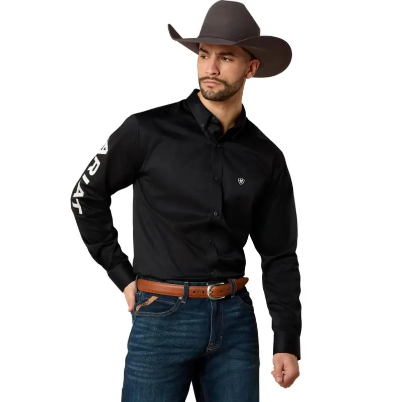 ARIAT Team Logo Twill Fitted Shirt Black/white, XS Letzte Chance