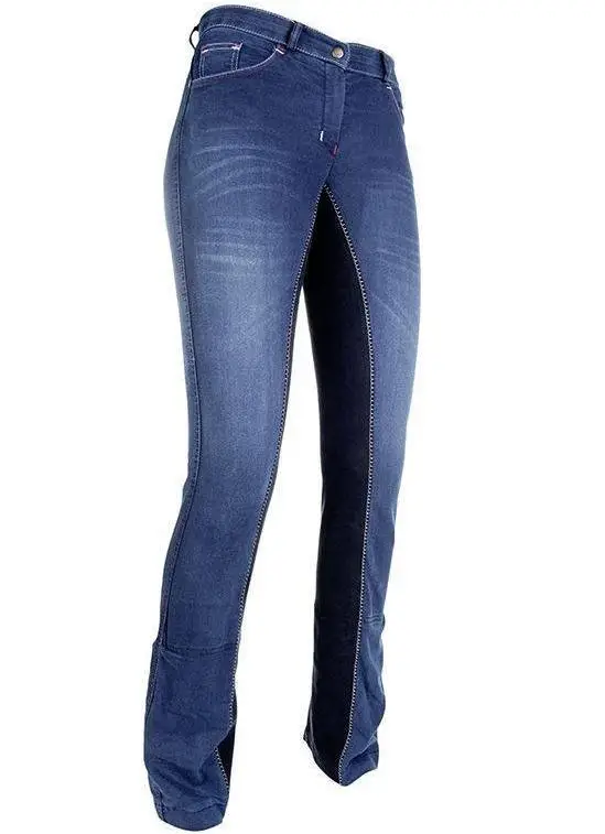 Letzte Chance HKM Jodhpur Reithose -Summer Denim- jeansblau/dunkelblau, 140