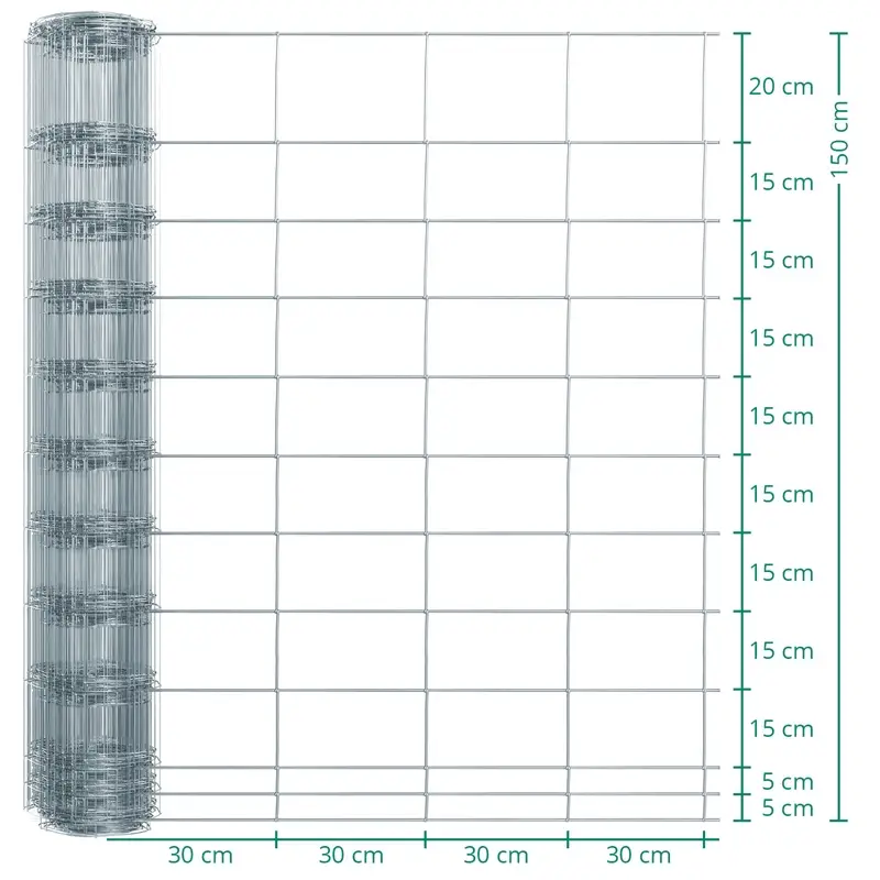 Markenprodukt 50m VOSS.farming Classic Wildzaun, Knotengeflecht, Höhe 150cm - 150/12/30, verzinkt