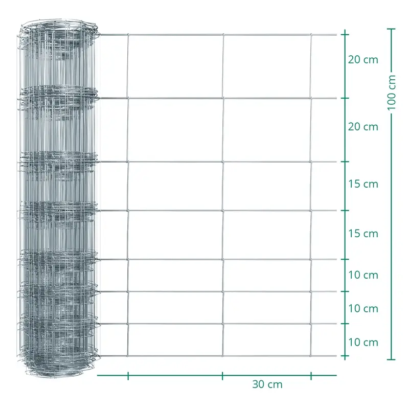 50m VOSS.farming Premium Wildzaun, Knotengeflecht, Höhe 100cm - 100/08/30, verzinkt Markenprodukt