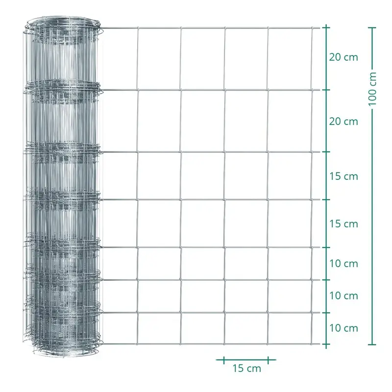 Neue Kollektion 50m VOSS.farming Premium Wildzaun, Knotengeflecht, Höhe 100cm - 100/08/15, verzinkt
