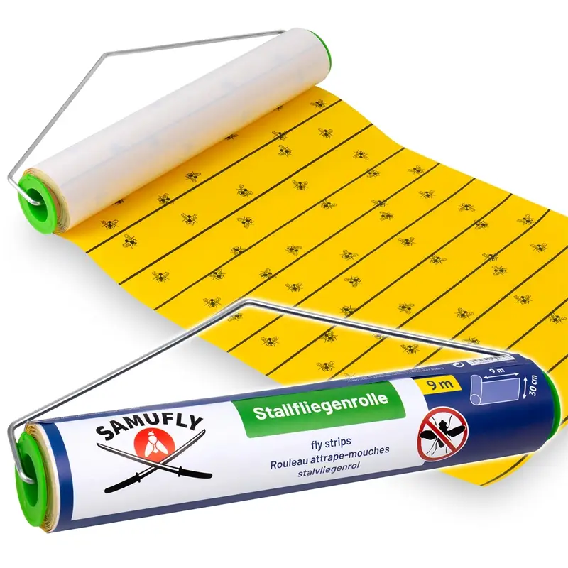Abverkauf SAMUFLY Stallfliegenrolle inkl. Metallhalter, Fliegenrolle für den Stall, 9m x 30cm