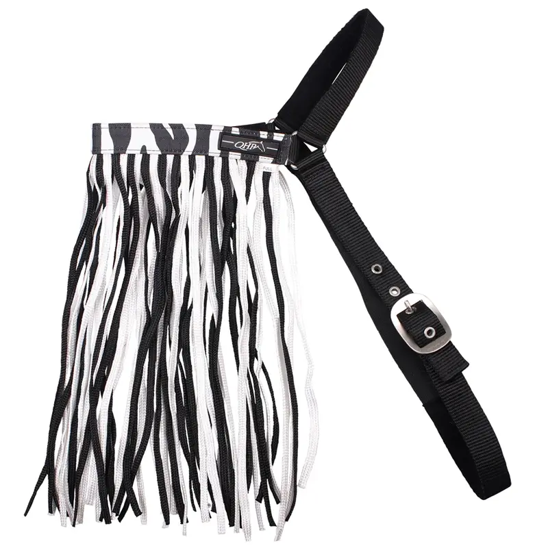 Expressversand QHP Pferde und Pony Fliegen-Stirnband mit Kehlriemen, Größe Vollblut (Cob), zebra